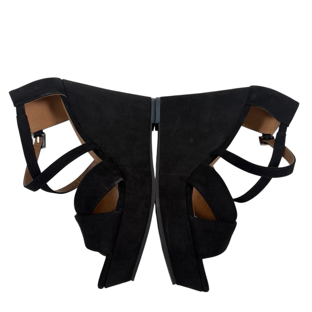 Abound 7m Bria Fab Black Faux Suede Strappy Open Peep Toe Wedges Shoes New Box - Picture 4 of 7